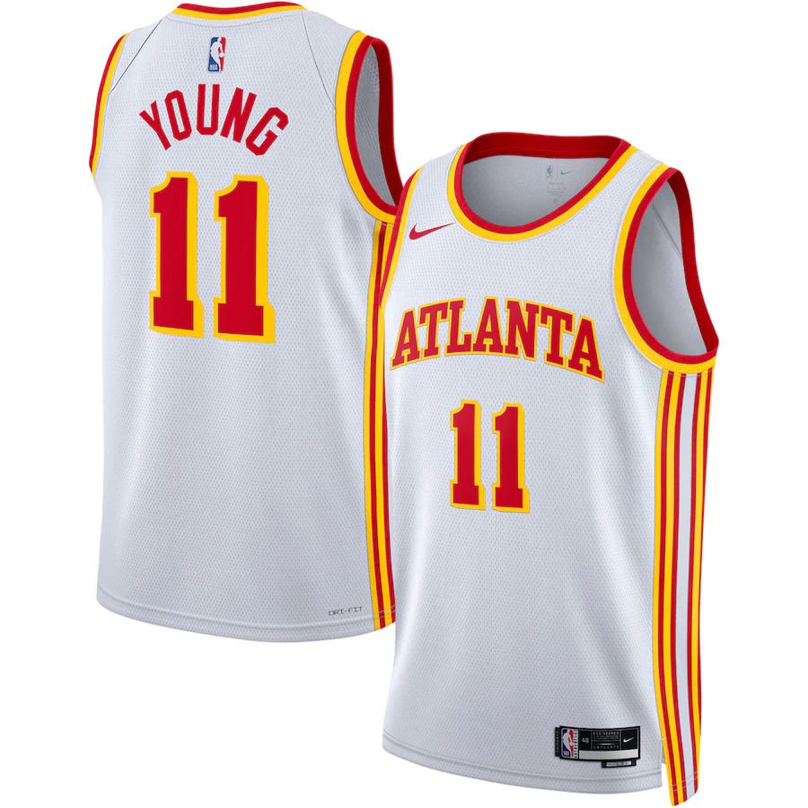 Men Atlanta Hawks 11 Trae Young Nike White Association Edition 2022-23 Swingman NBA Jersey